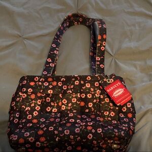 Harveys Black and Pink Floral Tote Bag